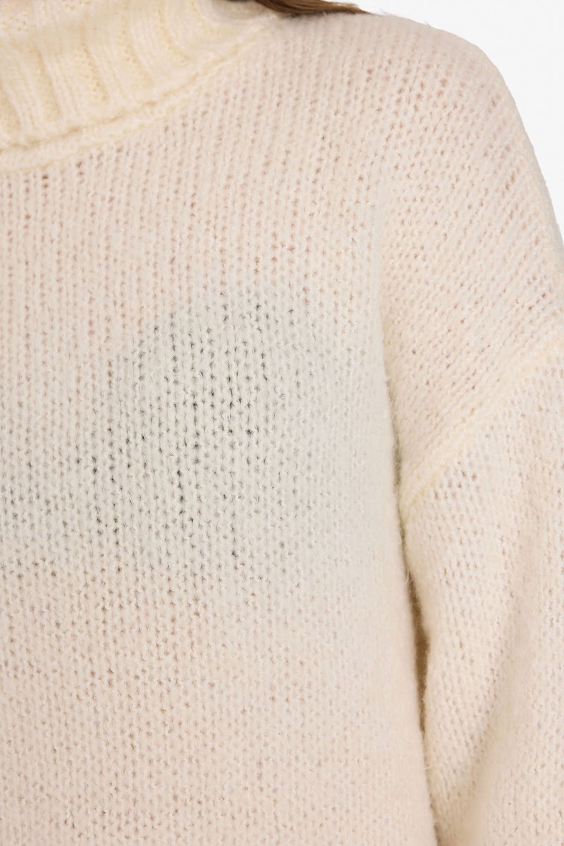 DeFacto Beige Woman Oversize Fit Turtleneck Pullover Casual - Image 4